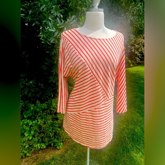 CHICO’S Striped Red and Cream Women's Top - Picture 6 of 8